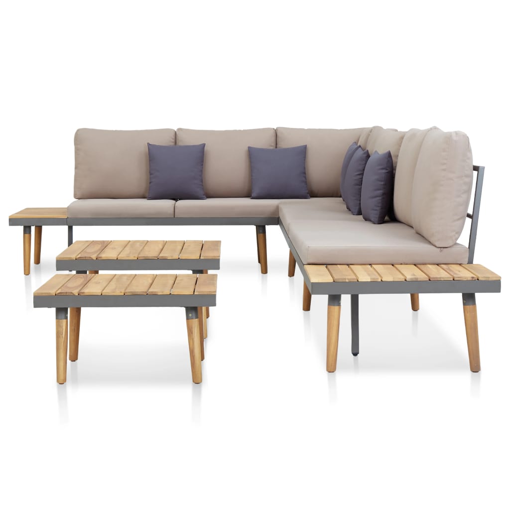 vidaXL 7-Seater Garden Lounge Set with Cushions Solid Acacia Wood Brown