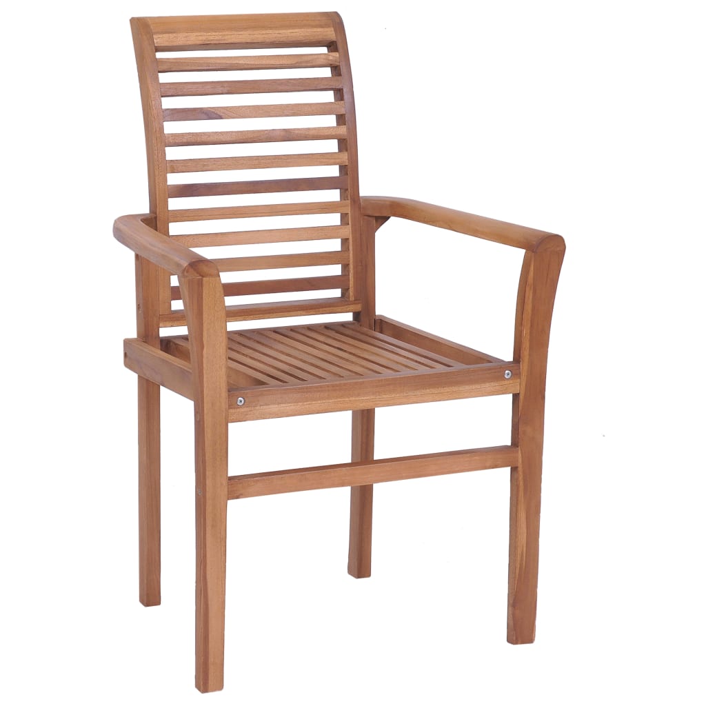 vidaXL Dining Chairs 4 pcs with Grey Cushions Solid Teak Wood