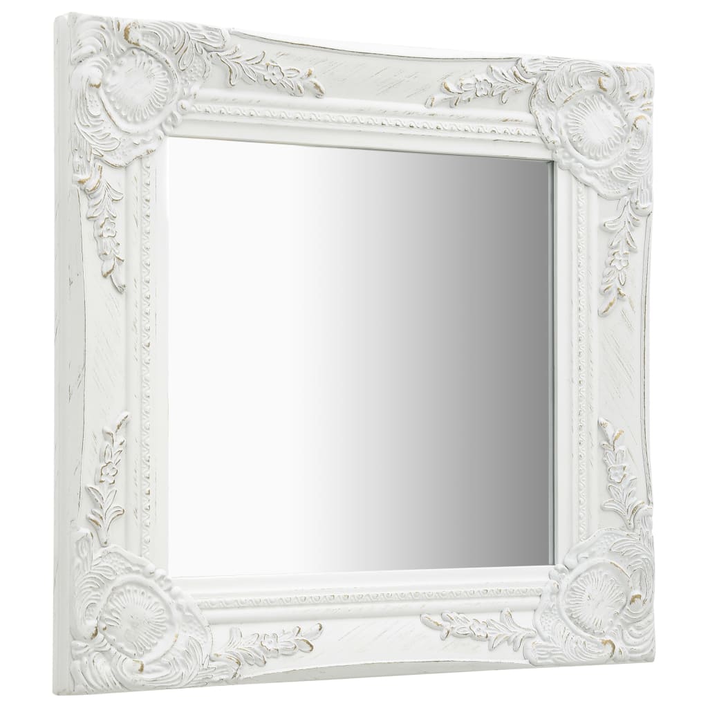 vidaXL Wall Mirror Baroque Style 40x40 cm White