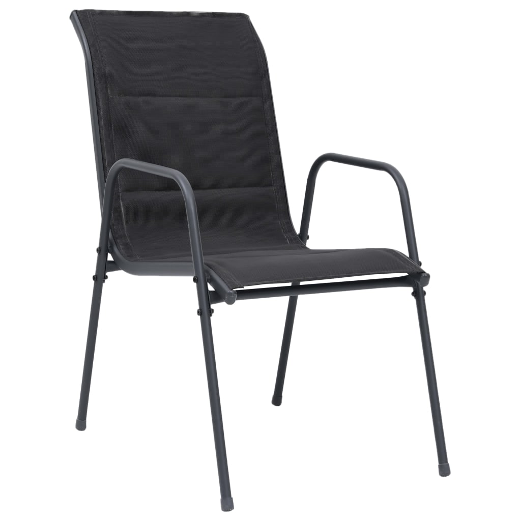 vidaXL Stackable Garden Chairs 4 pcs Steel and Textilene Black