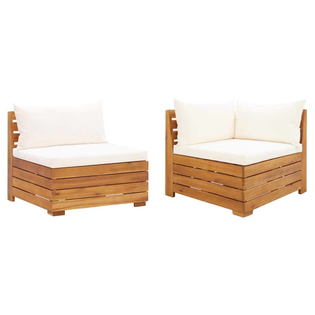 vidaXL 2 Piece Garden Lounge Set with Cushions Solid Acacia Wood