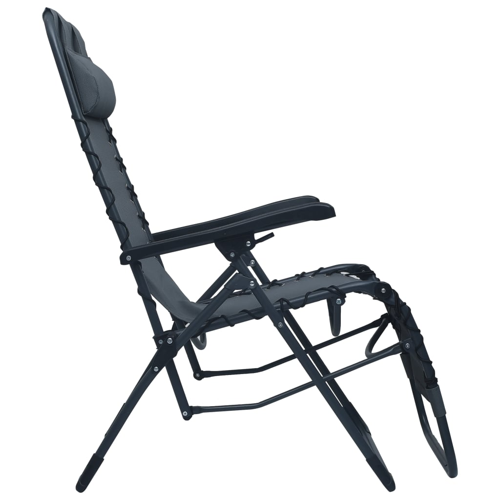 vidaXL Folding Deck Chair Grey Textilene