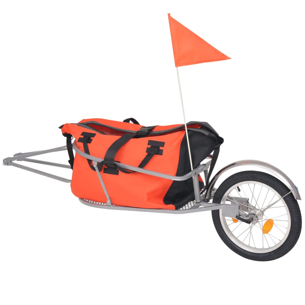 vidaXL Bike Luggage Trailer with Bag Orange and Black