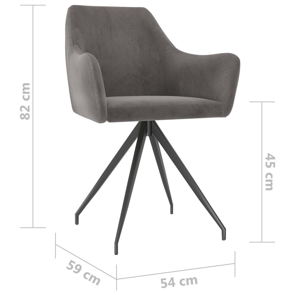 vidaXL Dining Chairs 2 pcs Dark Grey Velvet