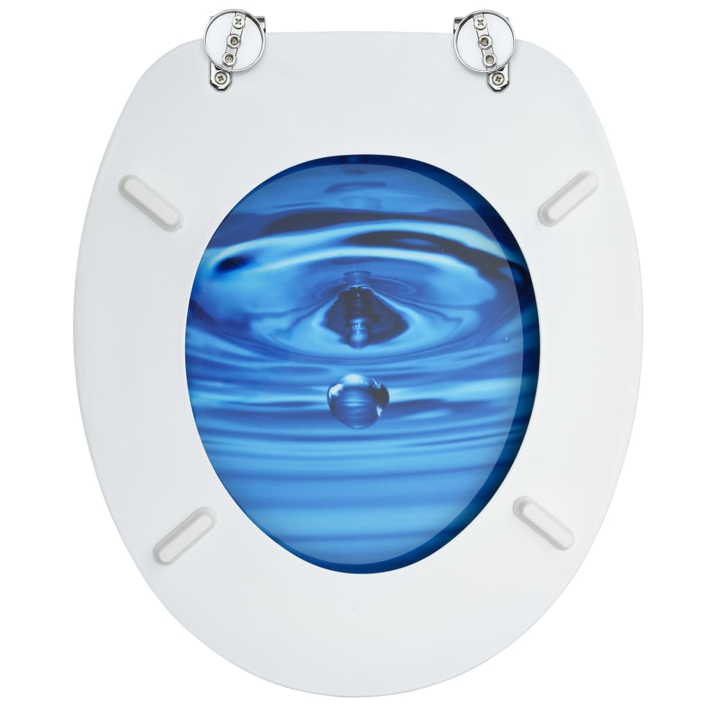 vidaXL WC Toilet Seats with Lid 2 pcs MDF Blue Water Drop Design