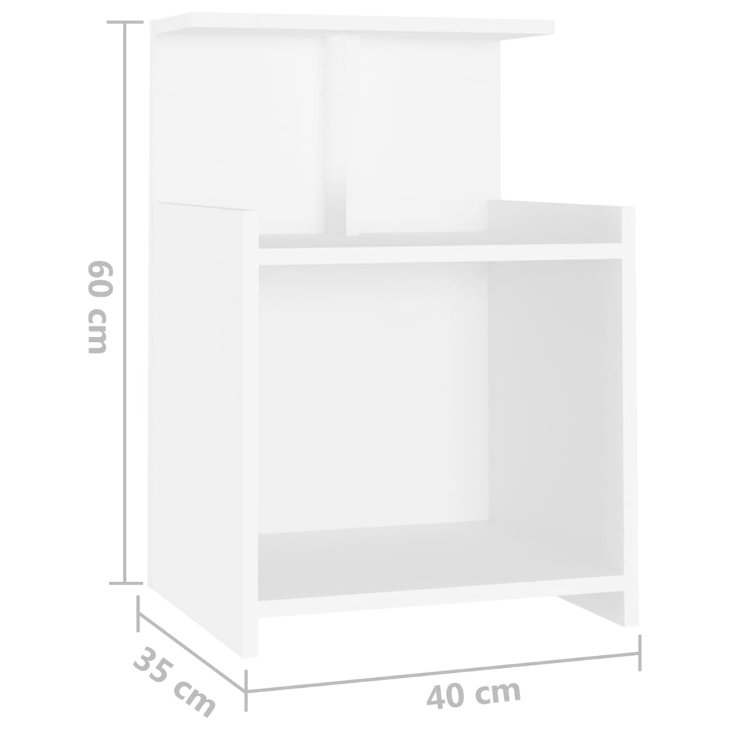 vidaXL Bed Cabinets 2 pcs White 40x35x60 cm Chipboard