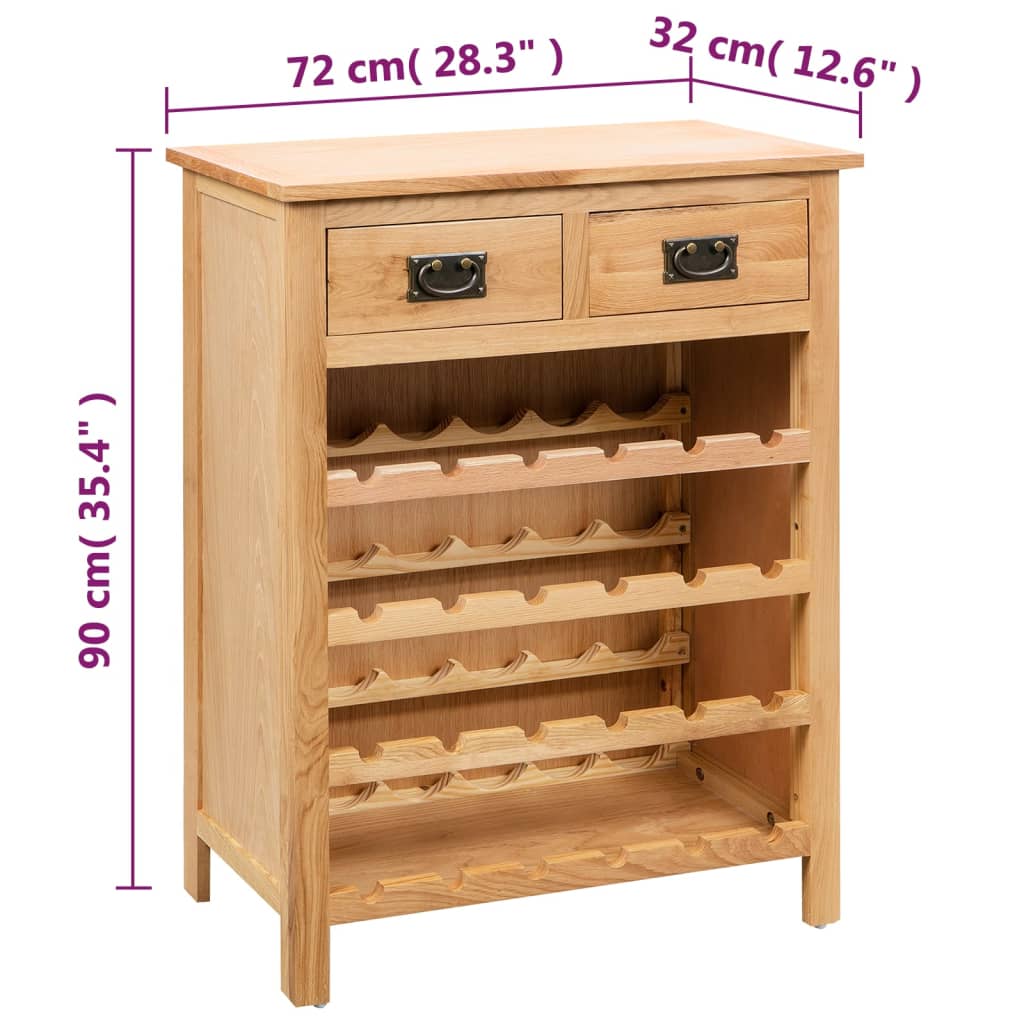 vidaXL Wine Cabinet 72x32x90 cm Solid Oak Wood