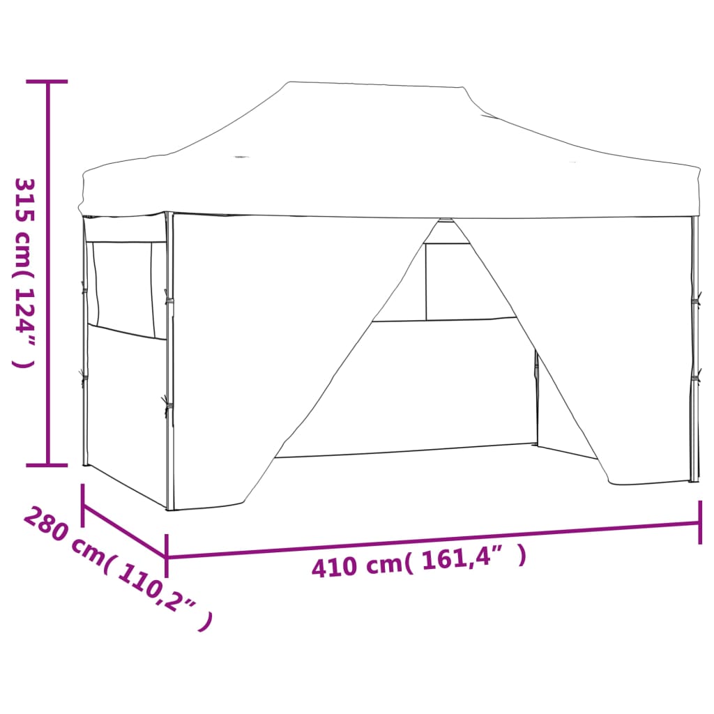 vidaXL Professional Folding Party Tent with 4 Sidewalls 3x4 m Steel Cream