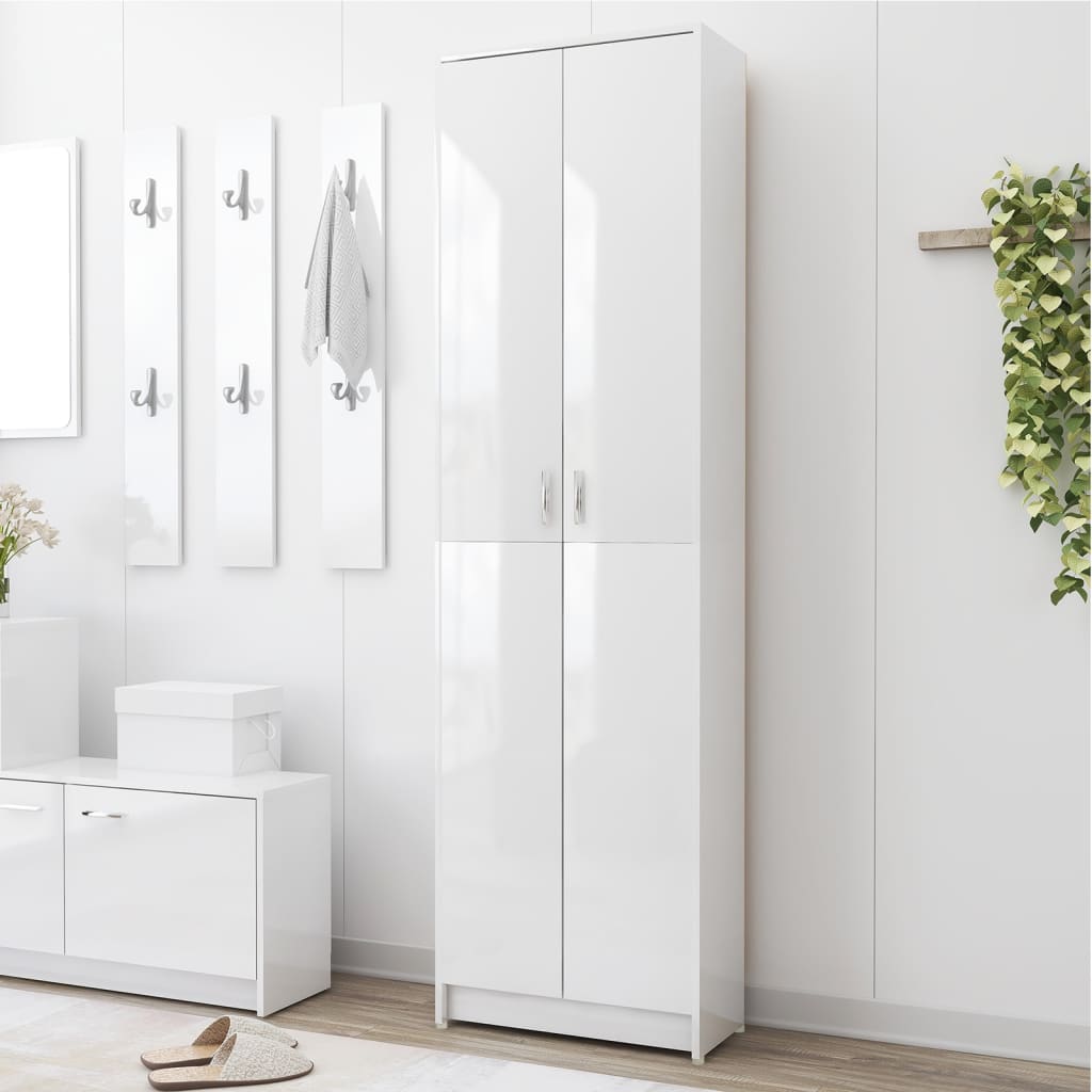 vidaXL Hallway Wardrobe High Gloss White 55x25x189 cm Engineered Wood