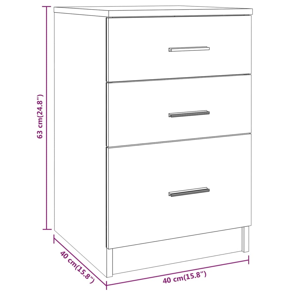 vidaXL Bed Cabinet White 40x40x63 cm Engineered Wood