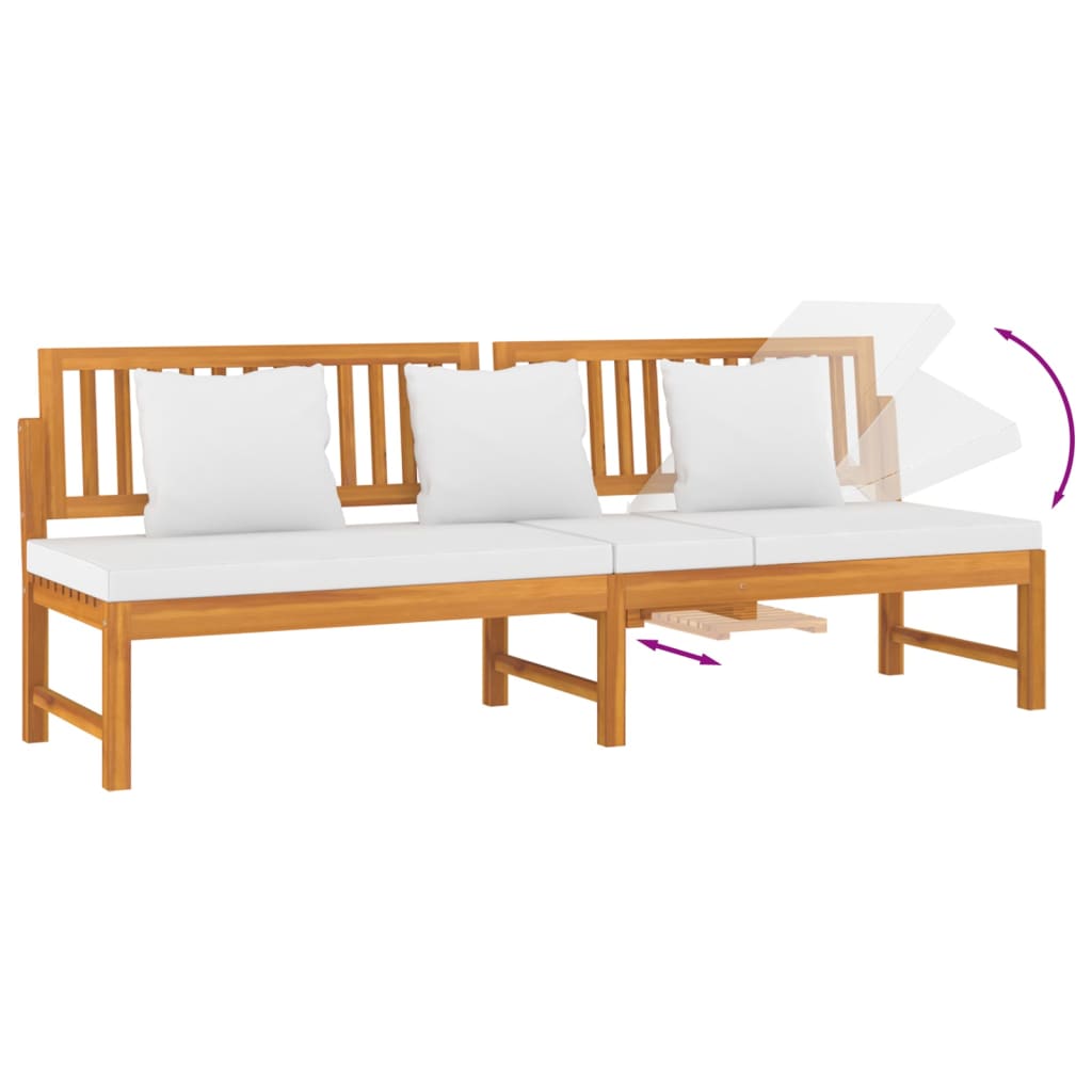 vidaXL Day Bed with Cream Cushion 200x60x75 cm Solid Wood Acacia