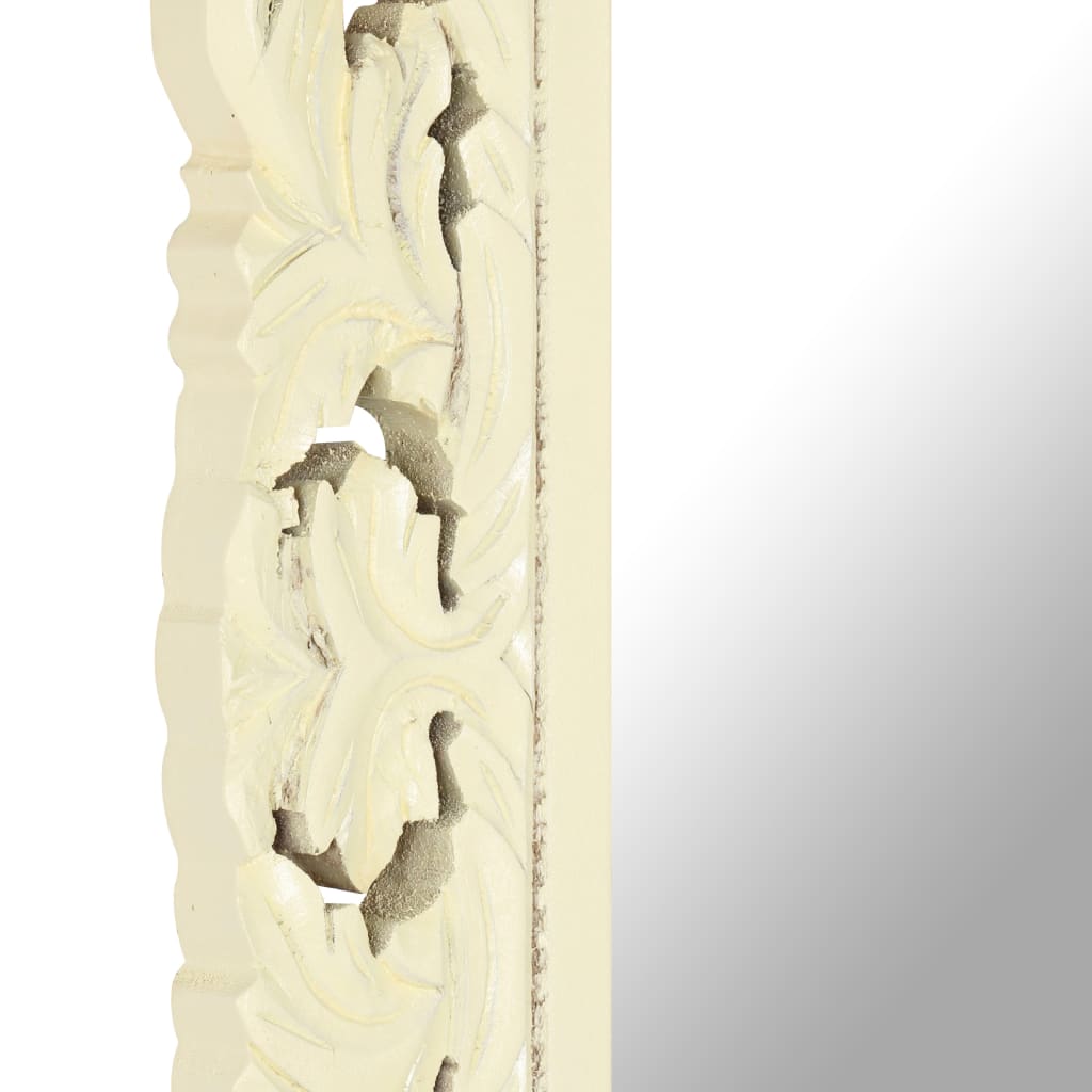 vidaXL Hand Carved Mirror White 80x50 cm Solid Mango Wood