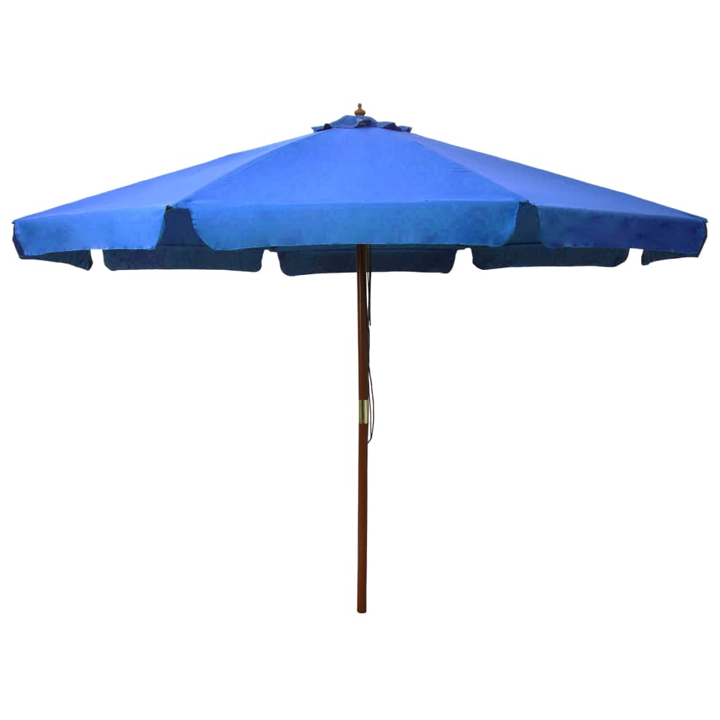 vidaXL Outdoor Parasol with Wooden Pole 330 cm Azure