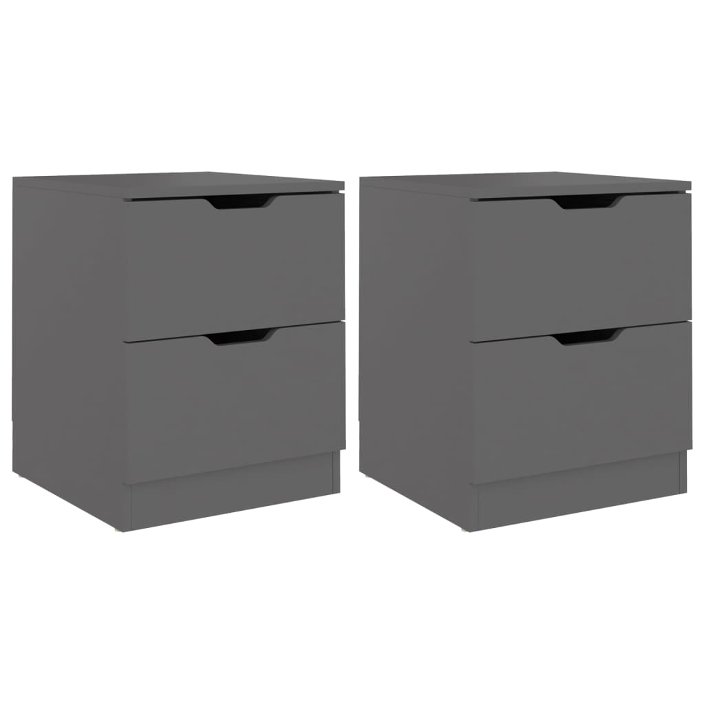vidaXL Bedside Cabinets 2 pcs Grey 40x40x50 cm Engineered Wood