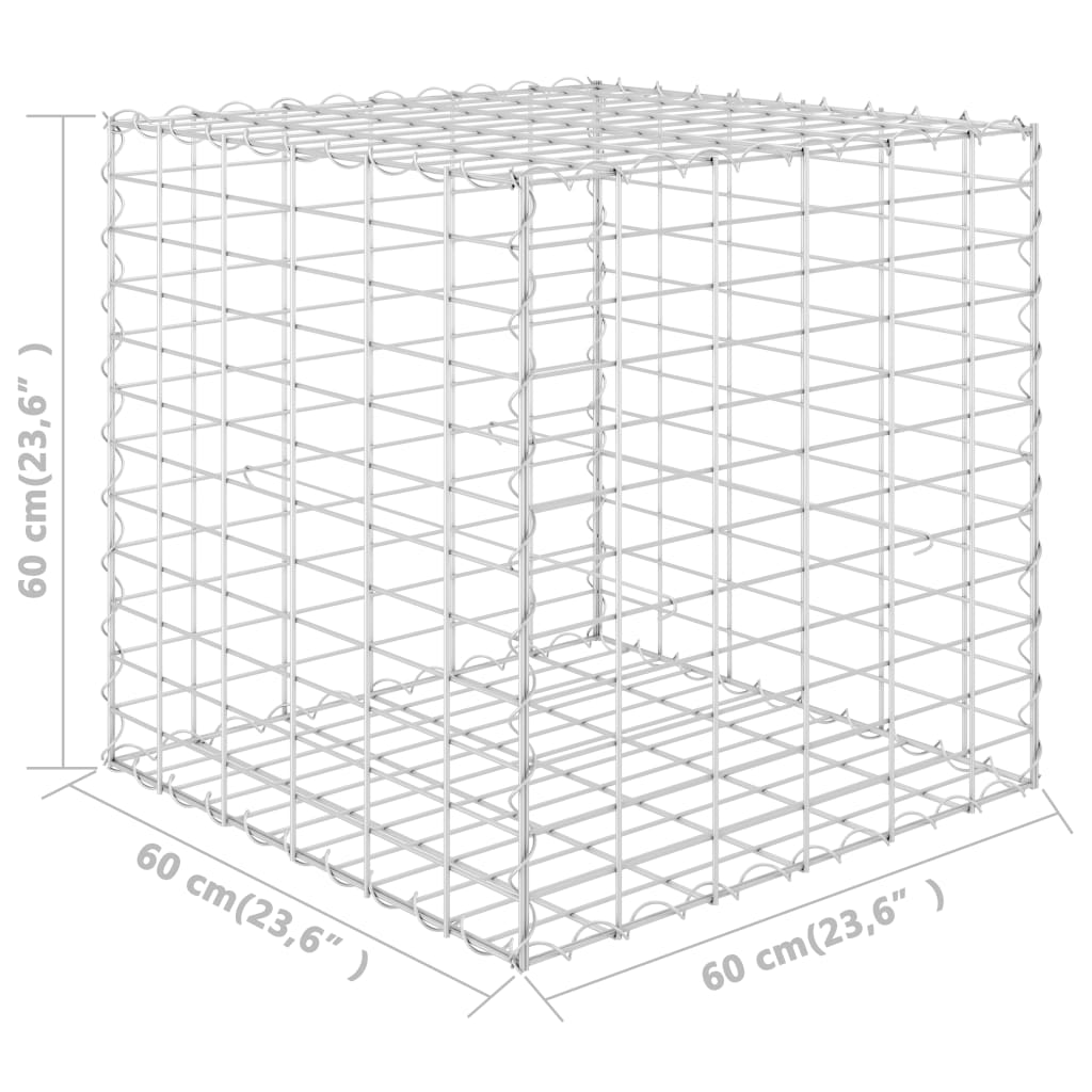 vidaXL Cube Gabion Raised Bed Steel Wire 60x60x60 cm