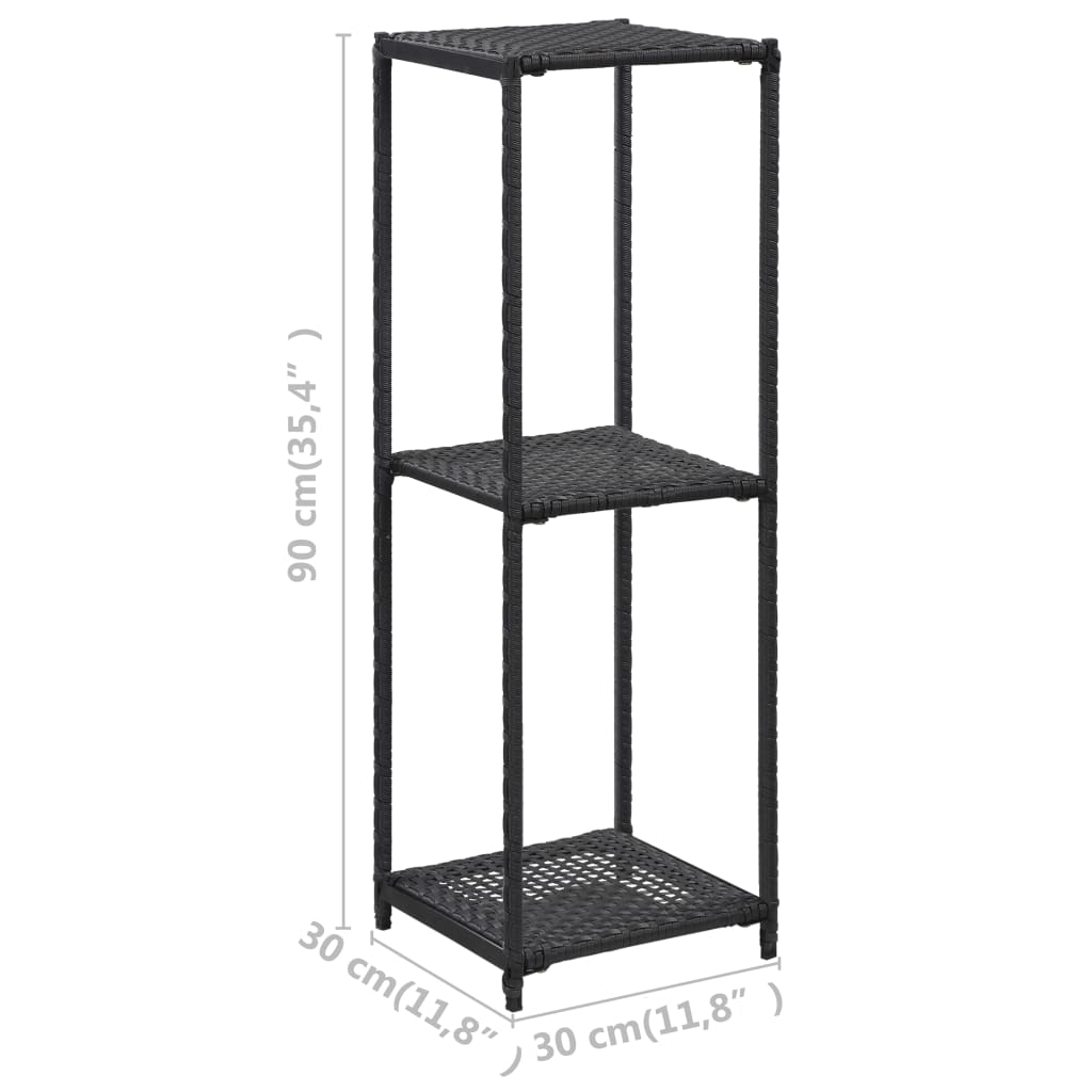 vidaXL Storage Shelf Black 30x30x90 cm Poly Rattan