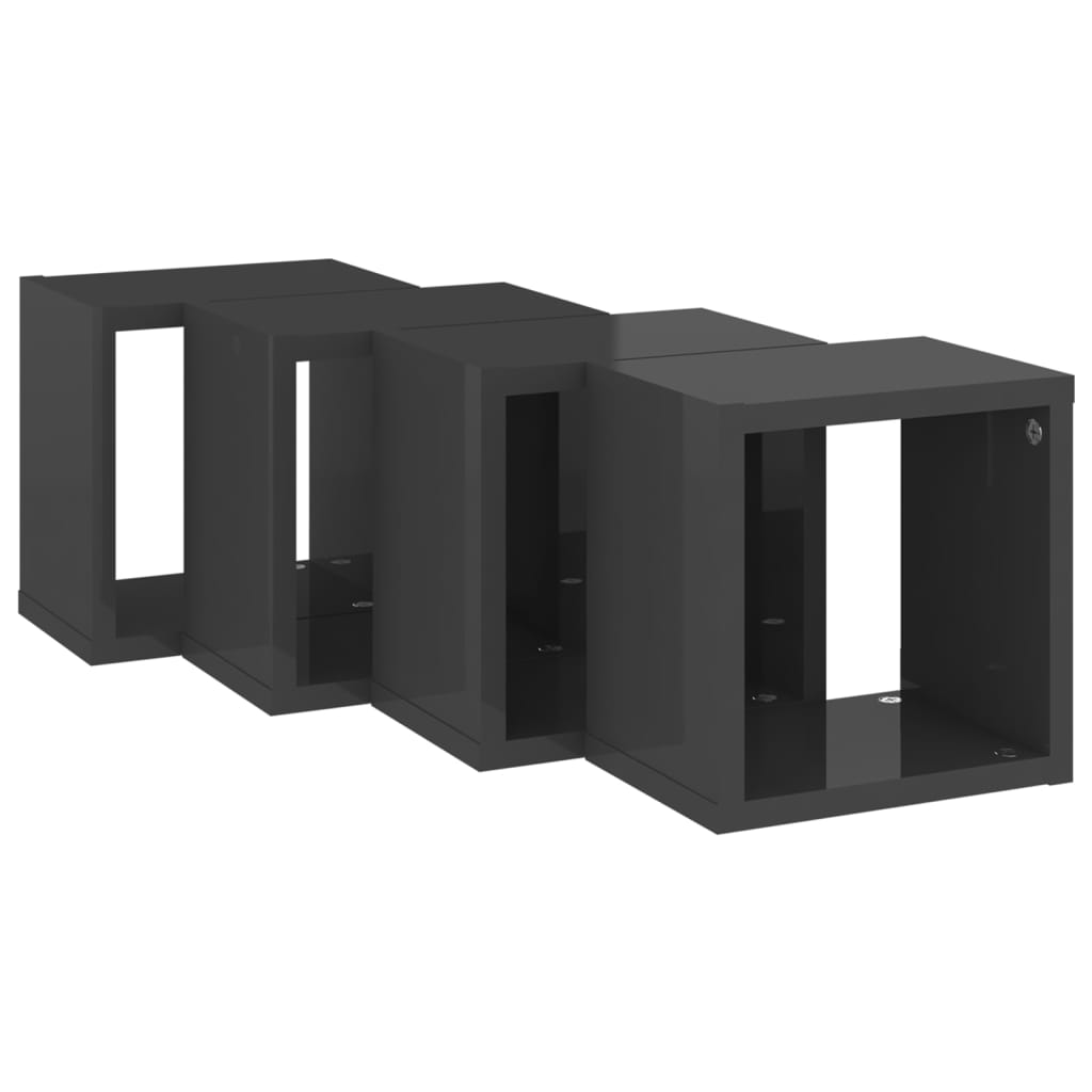 vidaXL Wall Cube Shelves 4 pcs High Gloss Grey 22x15x22 cm