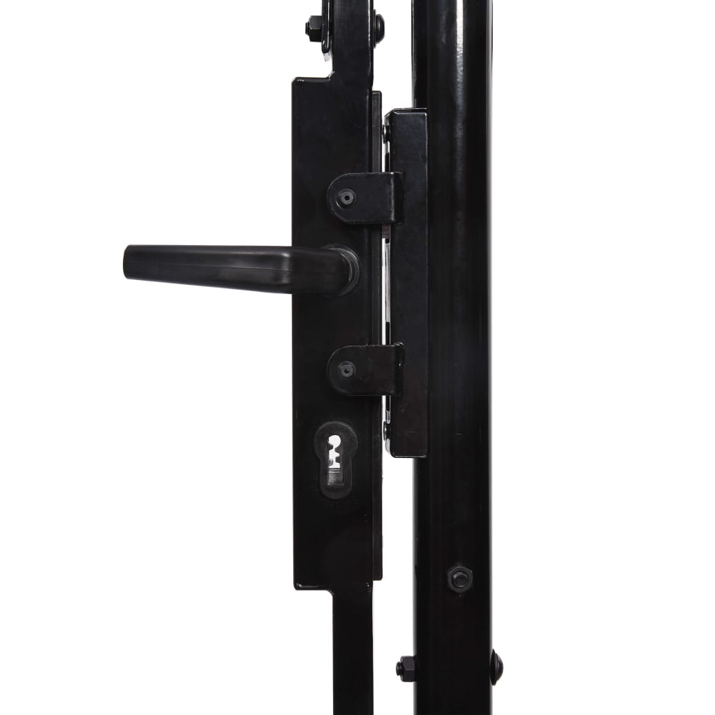 vidaXL Fence Gate Double Door with Spike Top Steel 3x1.75 m Black