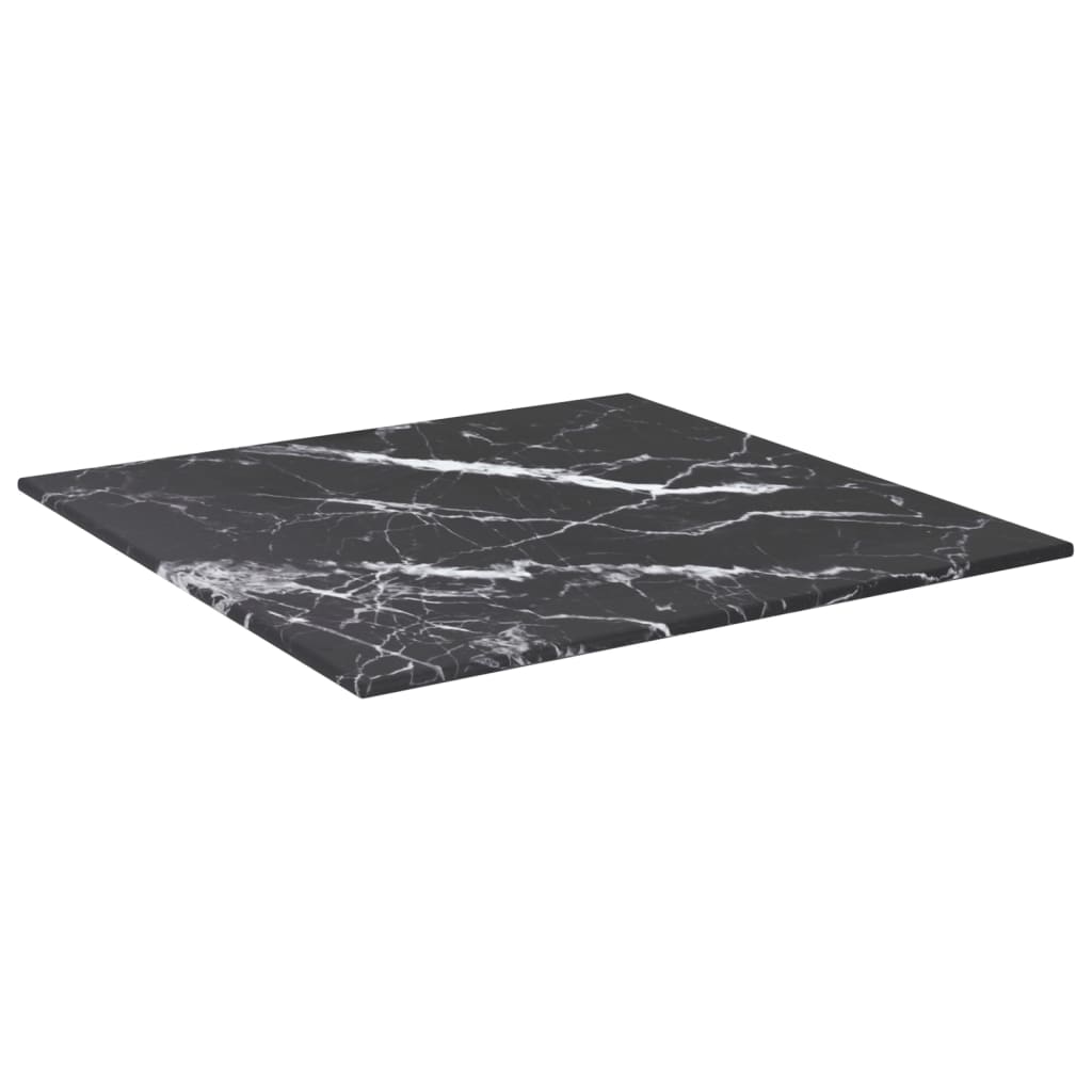 vidaXL Table Top Black 40x40 cm 6 mm Tempered Glass with Marble Design