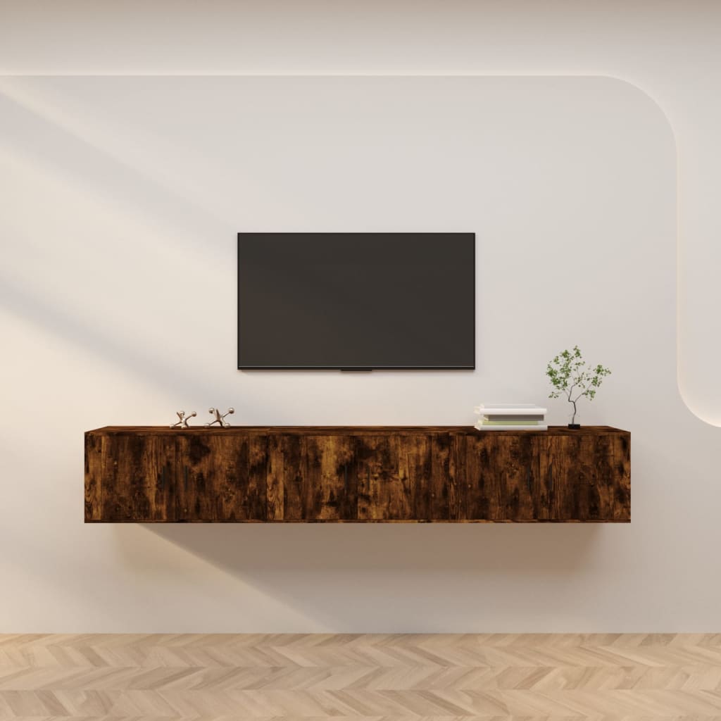 vidaXL Wall-mounted TV Cabinets 3 pcs Smoked Oak 80x34.5x40 cm