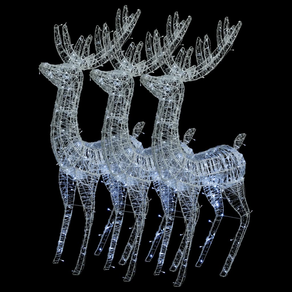 vidaXL XXL Acrylic Christmas Reindeers 250 LED 3 pcs 180 cm Cold white