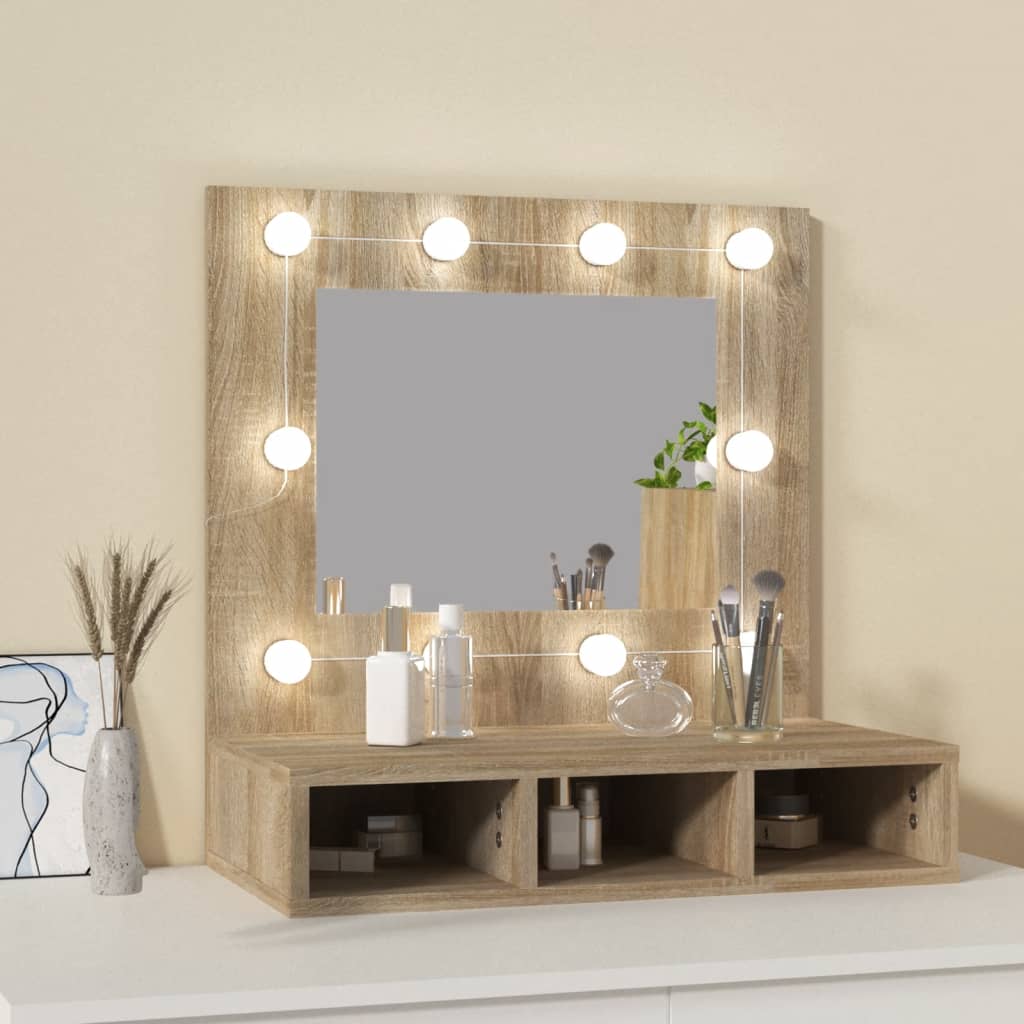 vidaXL Mirror Cabinet with LED Sonoma Oak 60x31.5x62 cm