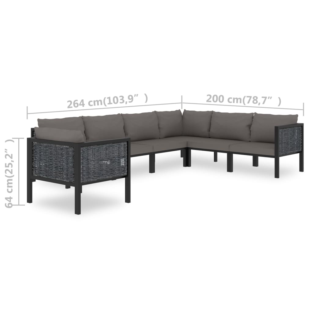 vidaXL 7 Piece Garden Lounge Set with Cushions Poly Rattan Anthracite