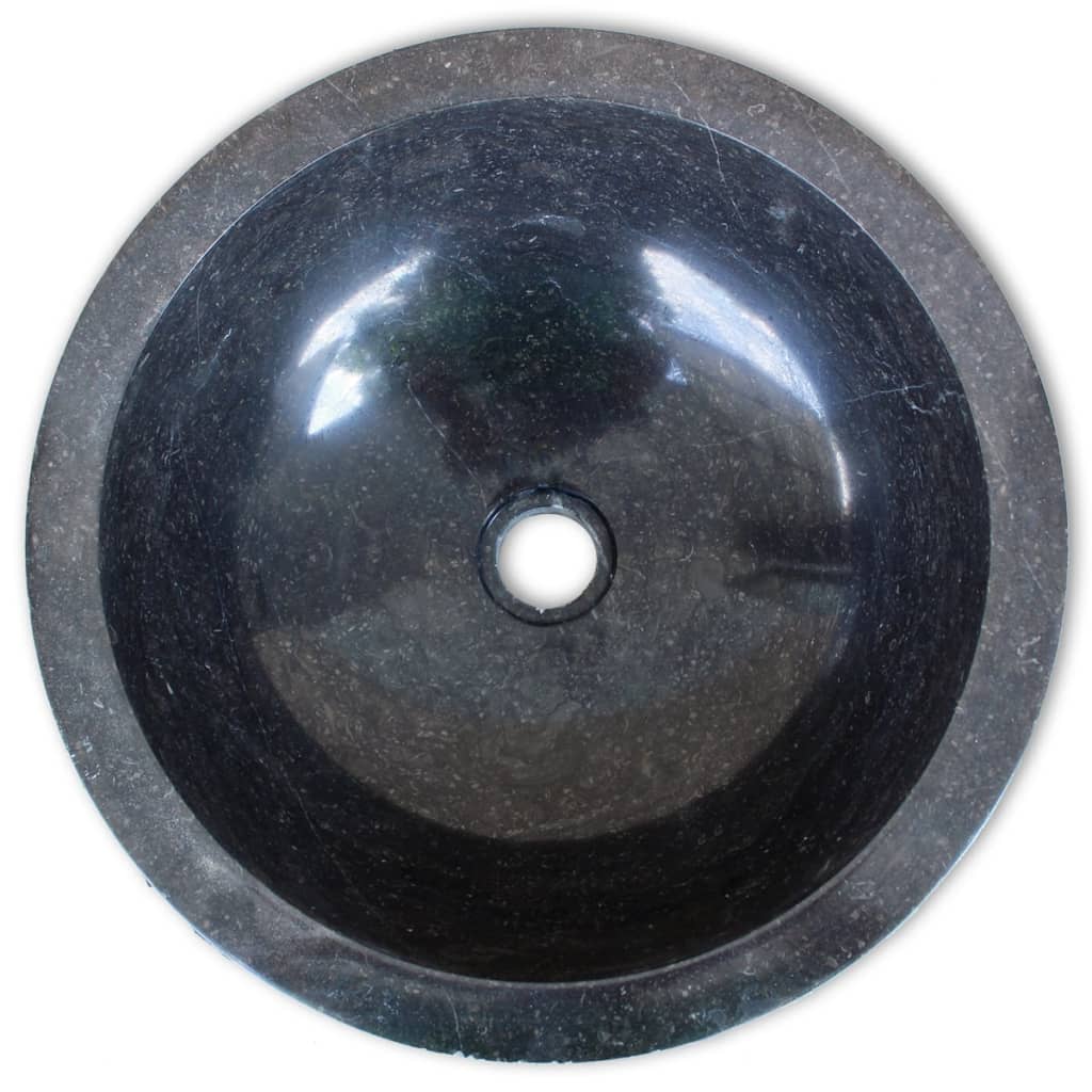 vidaXL Basin Marble 40 cm Black