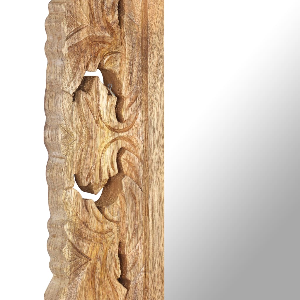 vidaXL Hand Carved Mirror Brown 110x50 cm Solid Mango Wood