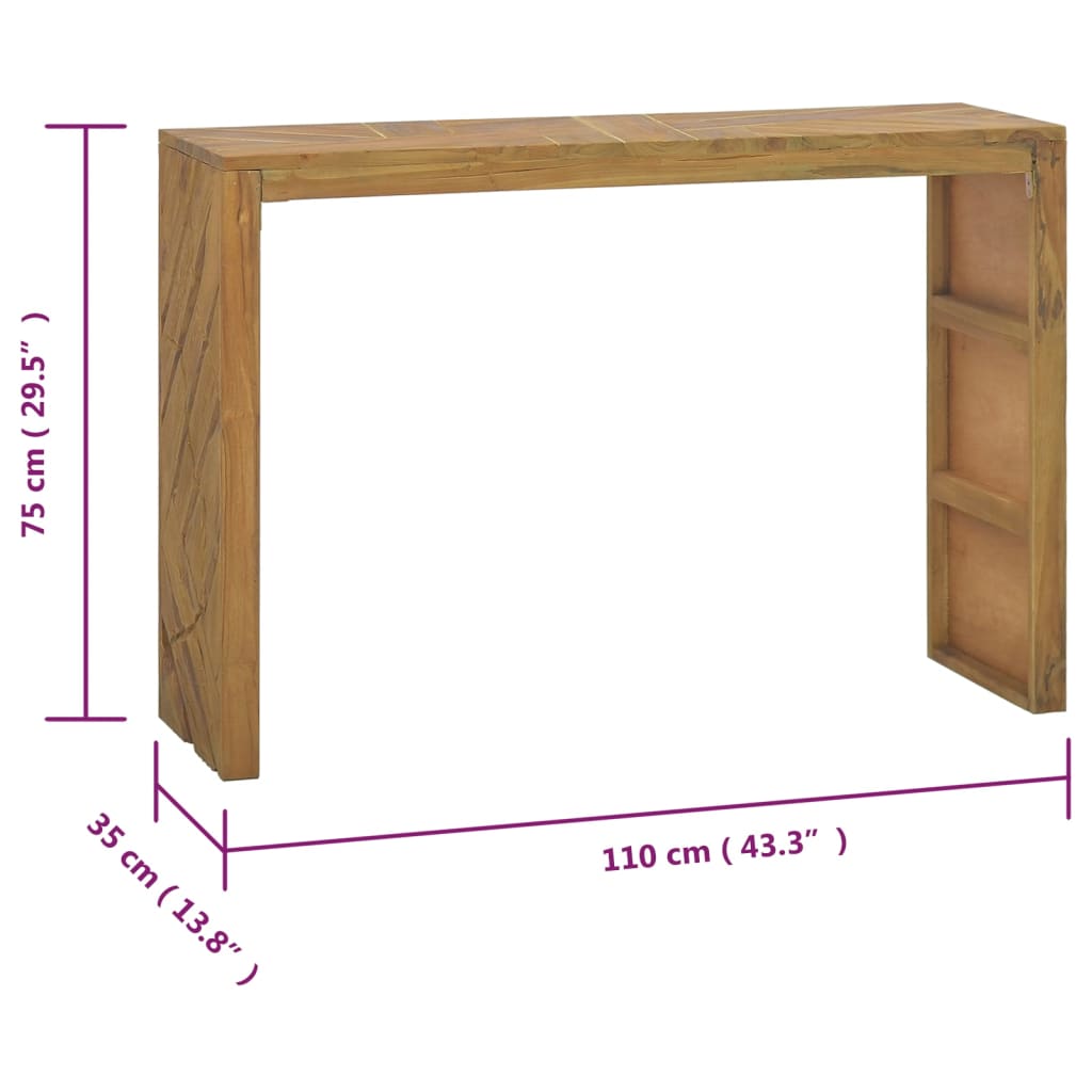 vidaXL Console Table 110x35x75 cm Solid Teak Wood
