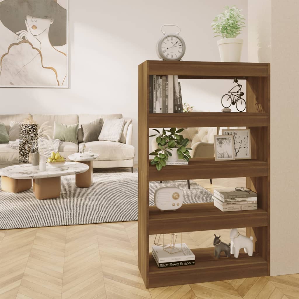 vidaXL Book Cabinet/Room Divider Brown Oak 80x30x135 cm Engineered Wood