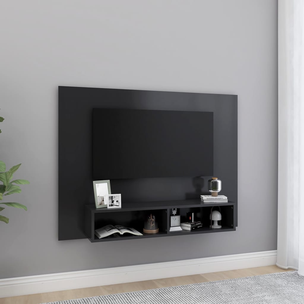 vidaXL Wall TV Cabinet Grey 120x23.5x90 cm Engineered Wood