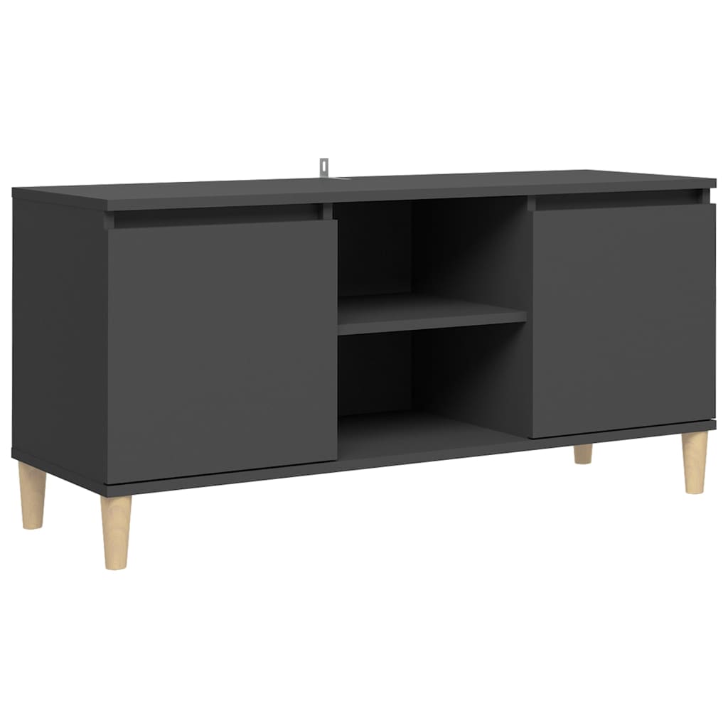 vidaXL TV Cabinet with Solid Wood Legs Grey 103.5x35x50 cm