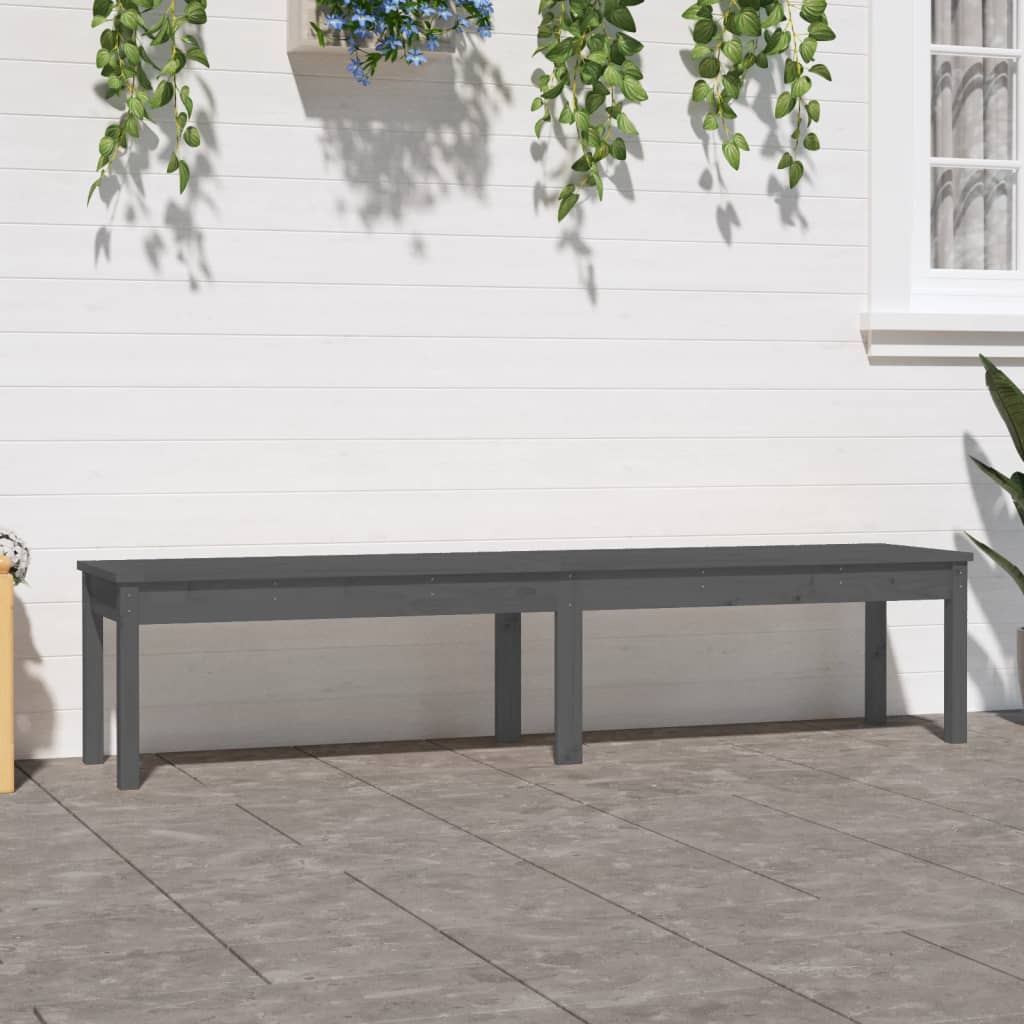 vidaXL 2-Seater Garden Bench Grey 203.5x44x45 cm Solid Wood Pine