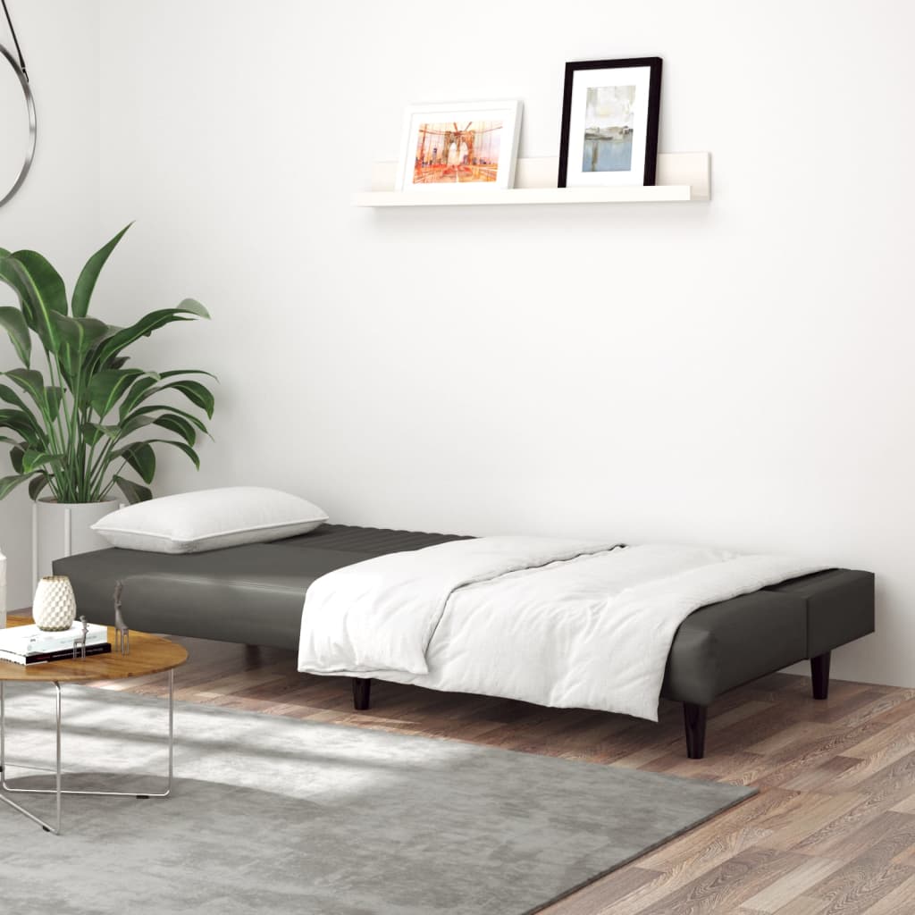 vidaXL 2-Seater Sofa Bed Grey Faux Leather