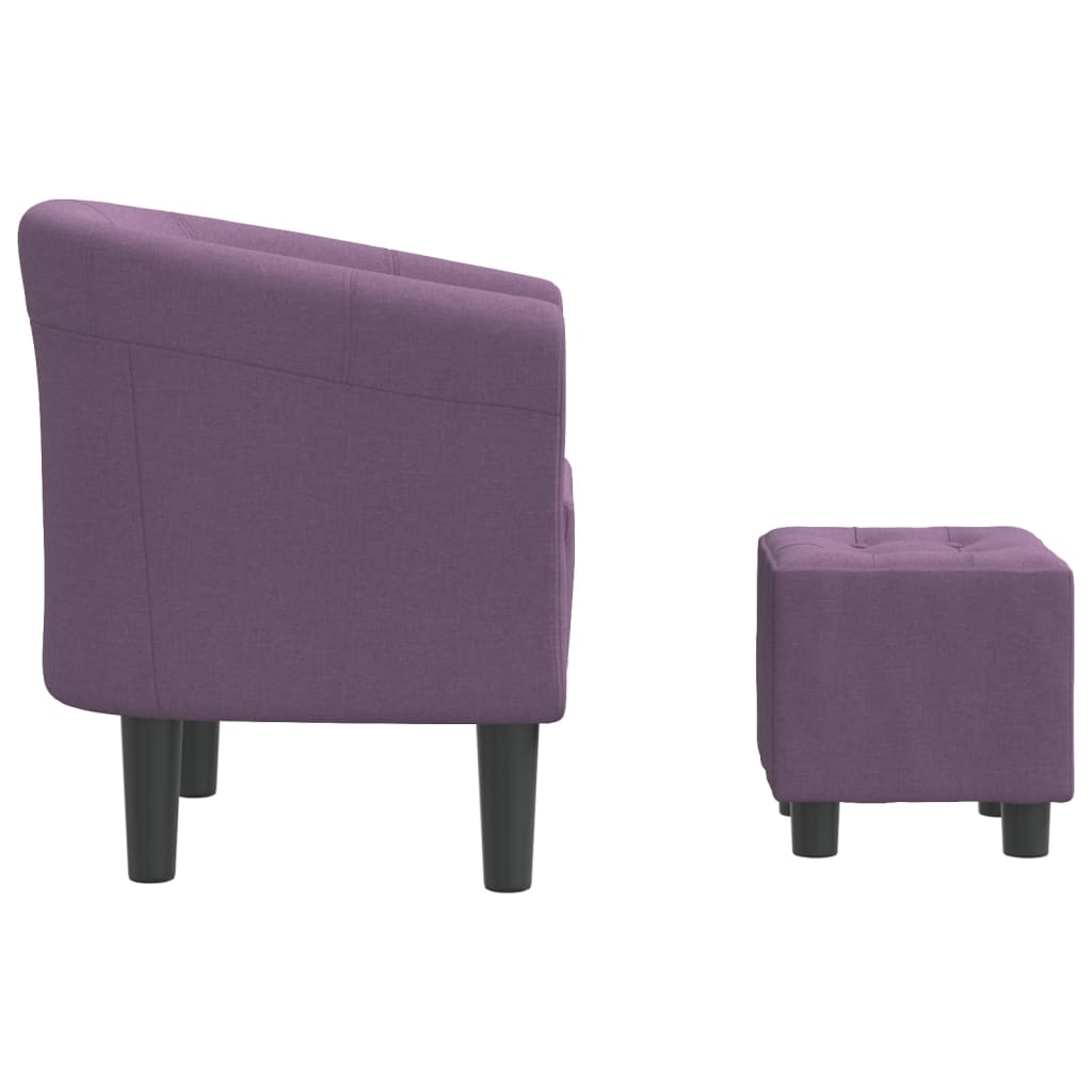 vidaXL Tub Chair with Footstool Purple Fabric