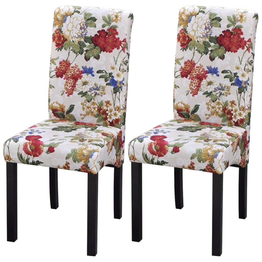 vidaXL Dining Chairs 2 pcs Multicolour Fabric