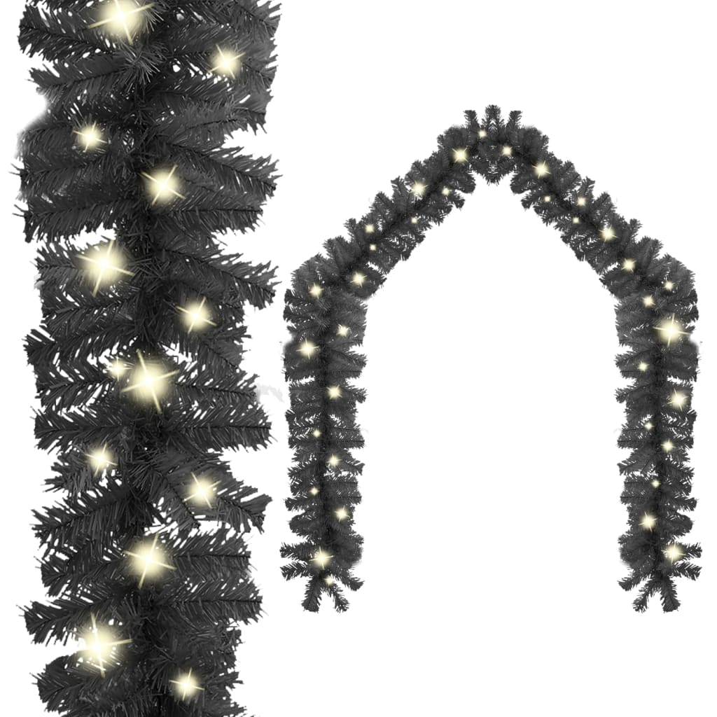 vidaXL Christmas Garland with LED Lights 20 m Black