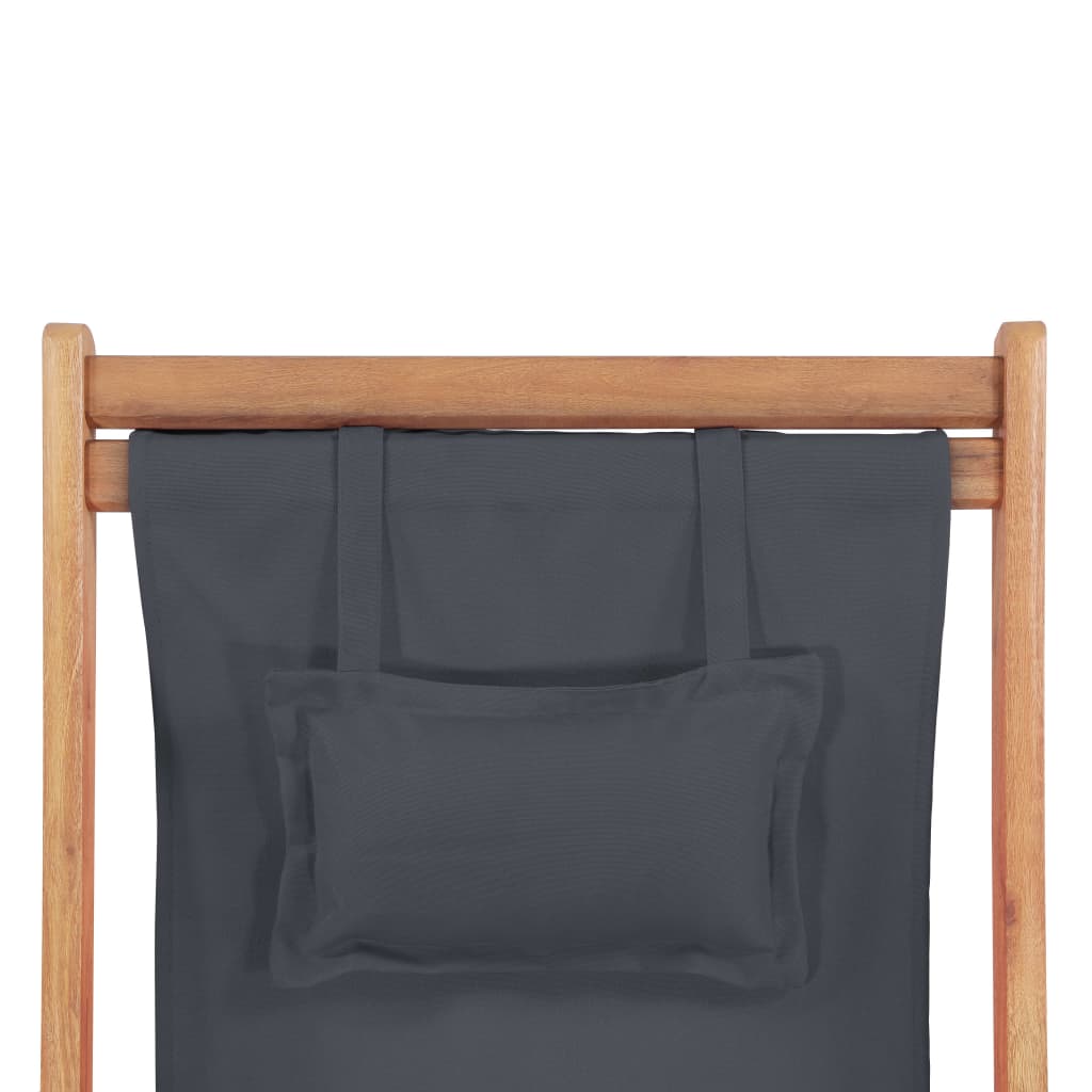 vidaXL Folding Beach Chair Fabric and Wooden Frame Grey