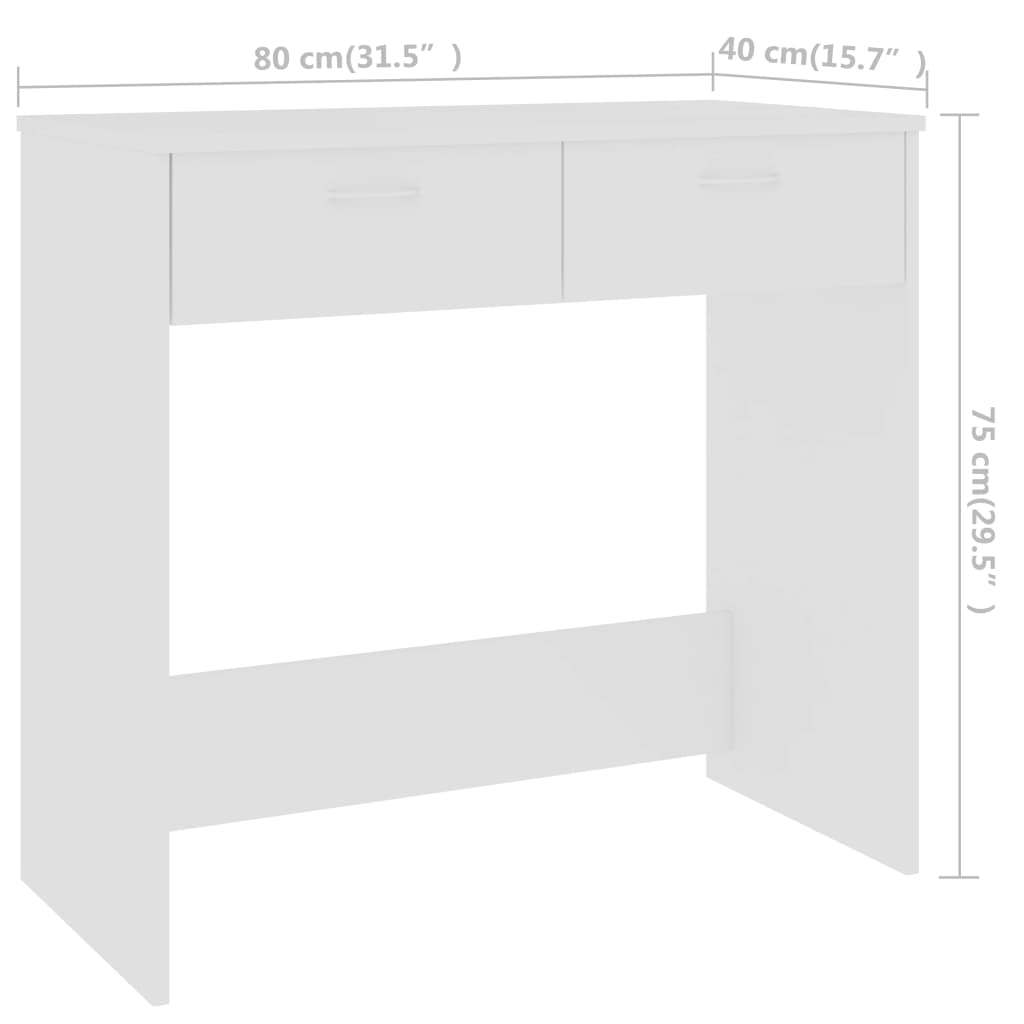 vidaXL Desk White 80x40x75 cm Engineered Wood