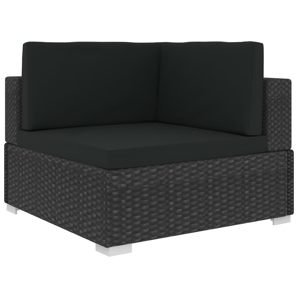 vidaXL 6 Piece Garden Lounge Set Black with Cushions Poly Rattan