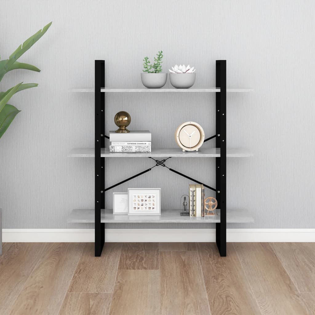 vidaXL Book Cabinet Concrete Grey 100x30x105 cm Engineered Wood