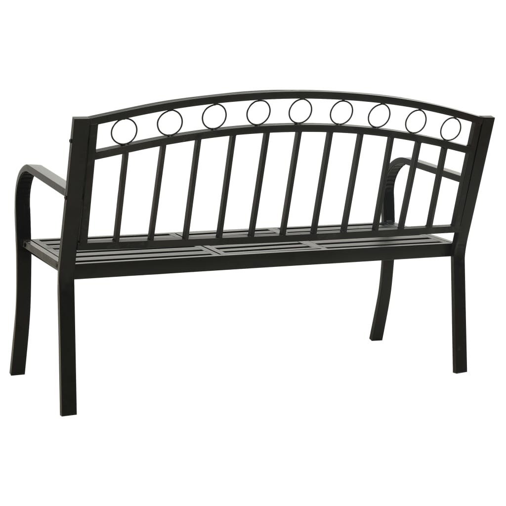 vidaXL Garden Bench with Table Black 120 cm Steel