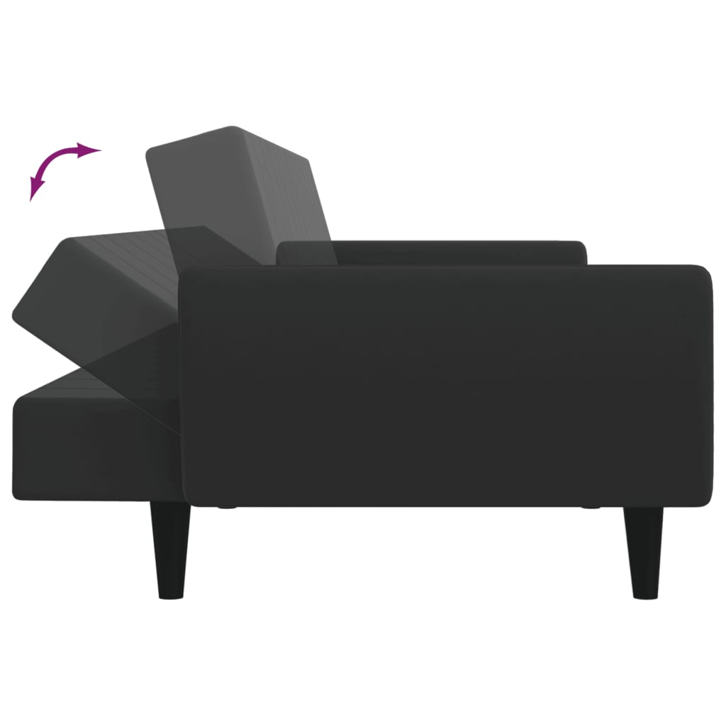 vidaXL 2-Seater Sofa Bed with Footstool Black Velvet