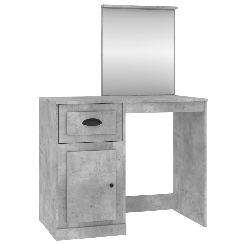 vidaXL Dressing Table with Mirror Concrete Grey 90x50x132.5 cm Engineered Wood