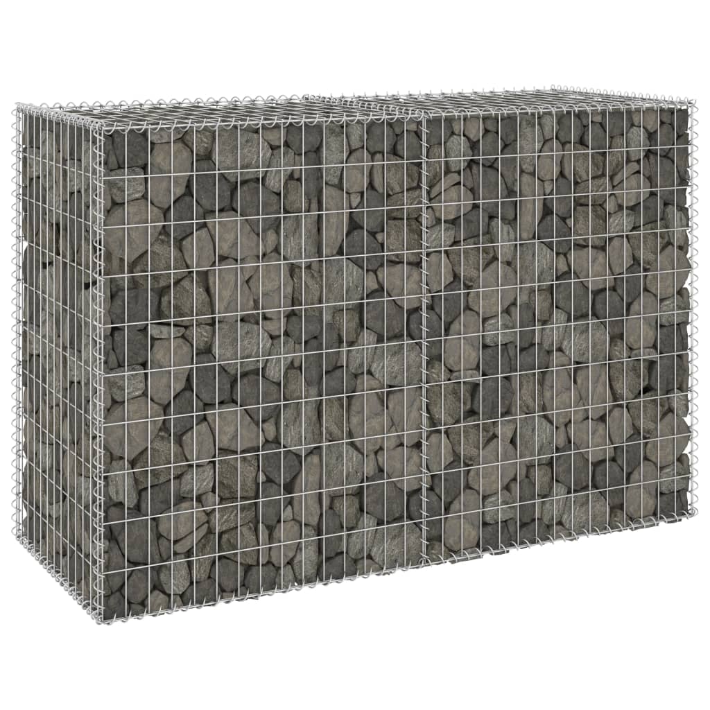 vidaXL Gabion Wall with Covers Galvanised Steel 150x60x100 cm