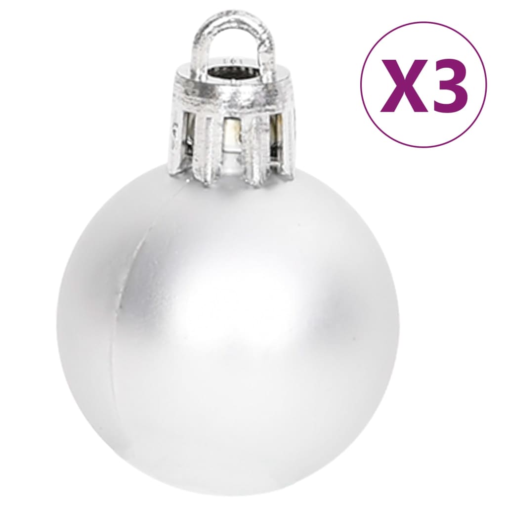 vidaXL 70 Piece Christmas Bauble Set Silver and White