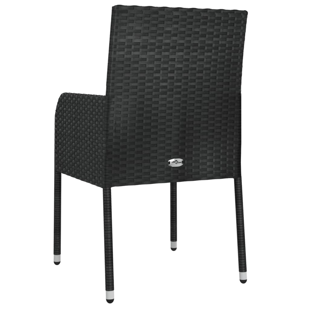vidaXL Garden Chairs with Cushions 4 pcs Poly Rattan Black