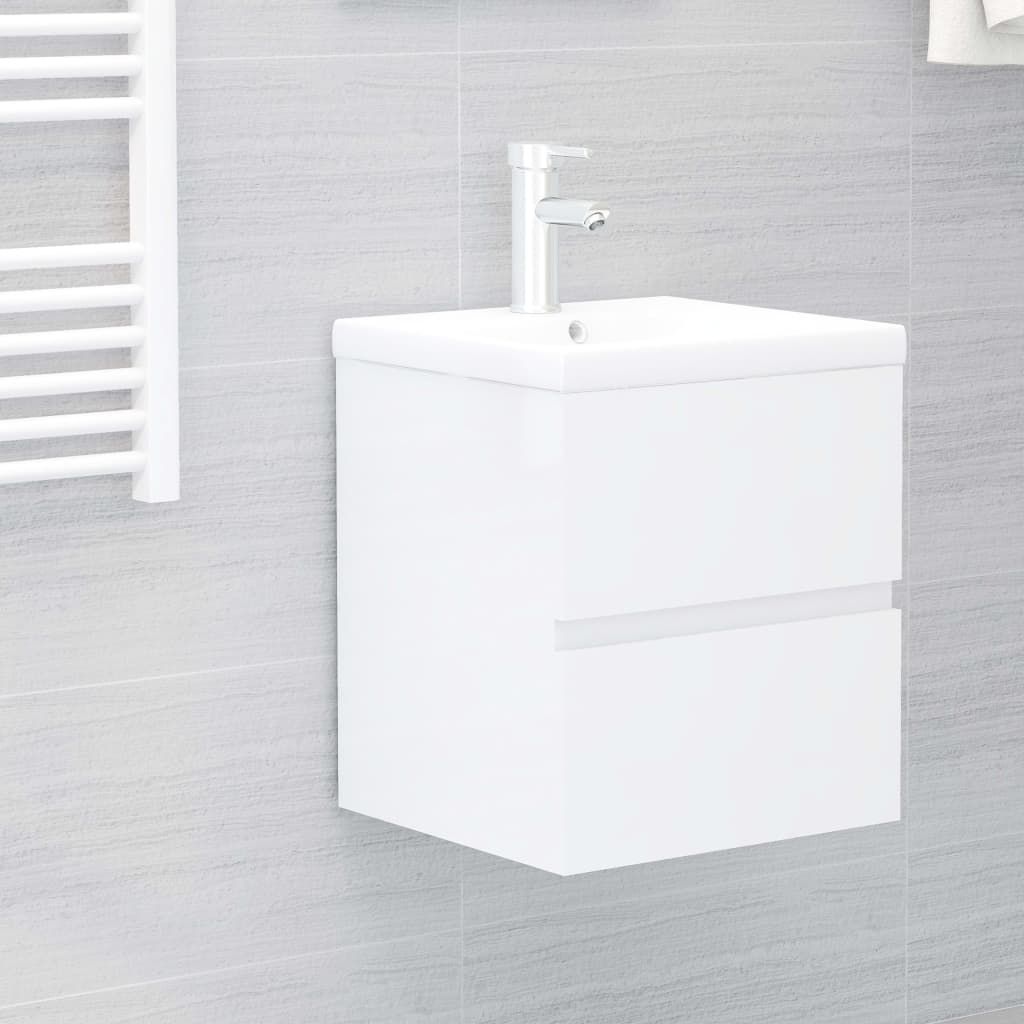 vidaXL Sink Cabinet High Gloss White 41x38.5x45 cm Engineered Wood