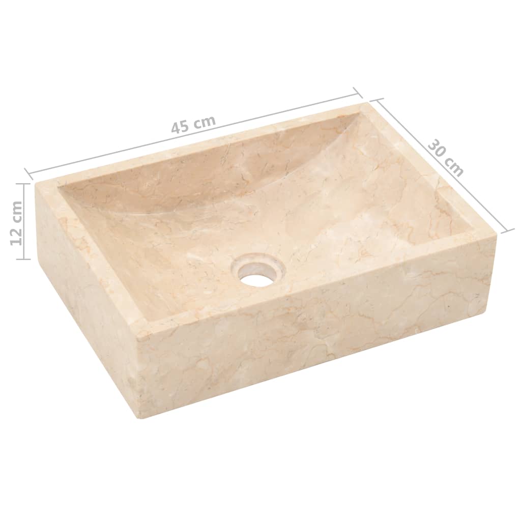 vidaXL Bathroom Vanity Cabinet Solid Teak with Sinks Marble Cream